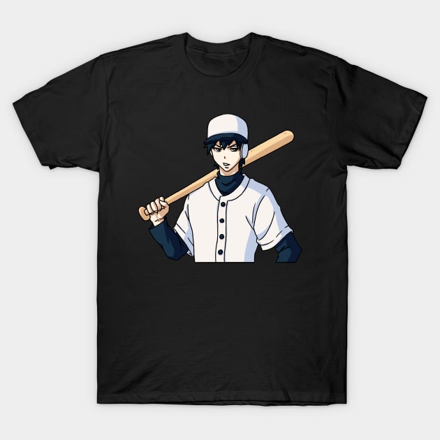 Baseball Anime BoyJapanese Husbando Aesthetic T-Shirt by Alex21